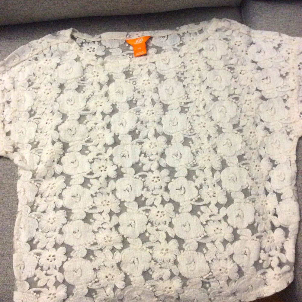 Joe Fresh ivory lace top sz L